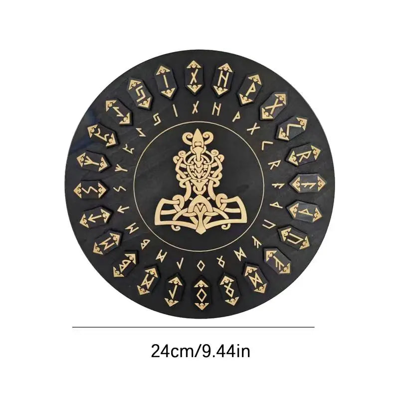 25pcs Wooden Witch Craft Runes With Disk Decorative