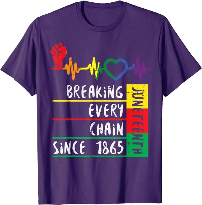 Juneteenth Blackity Heartbeat T-Shirt – Breaking Every Chain Since 1865 | The Party Days | The Party Days