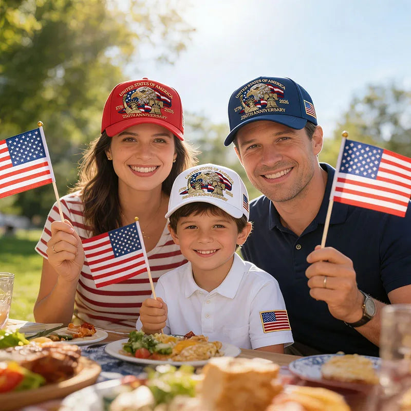 USA 250th Anniversary Full Embroidered Baseball Cap – Unisex Patriotic Hat Independence Day Gift | The Party Days | The Party Days