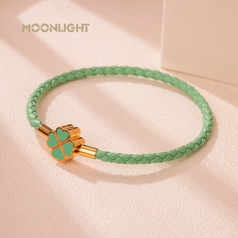 Four-Leaf Clover Lucky Braided Leather Bracelet & Anklet – 9 Colors | The Party Days | The Party Days