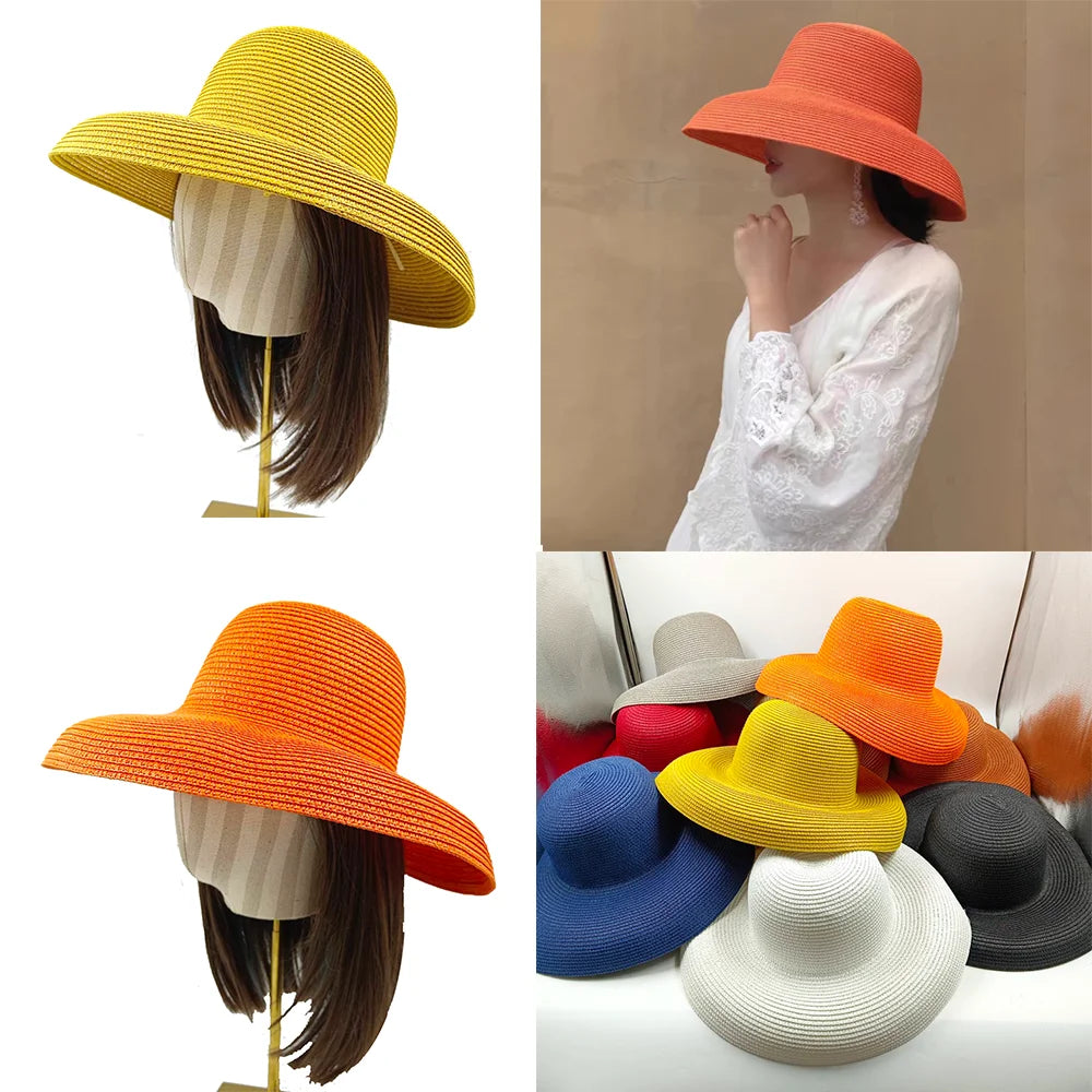 Orange new Hepburn style women's sun hat