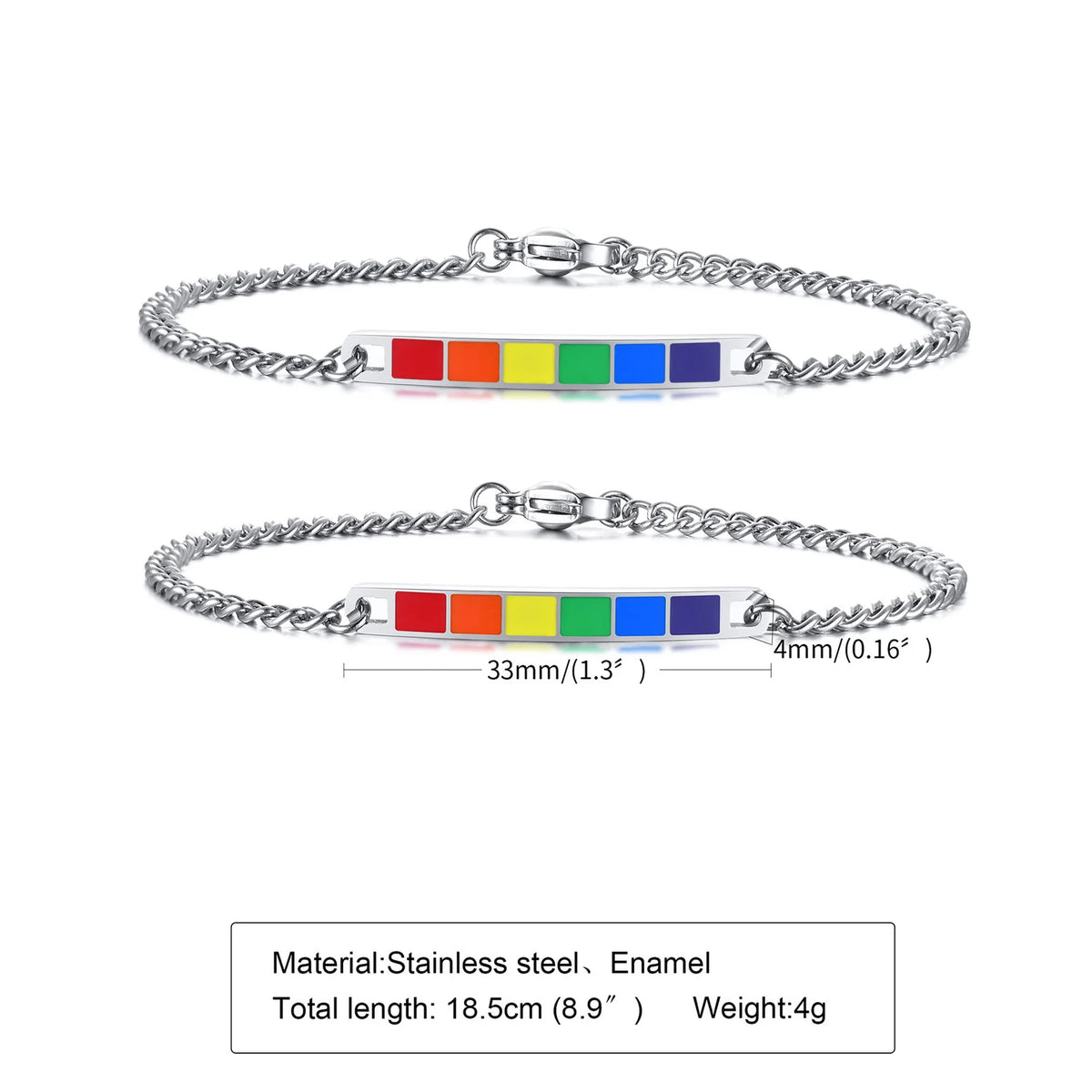 Rainbow Pride Bracelet – Stainless Steel LGBT Chain Link Wristband | The Party Days | The Party Days
