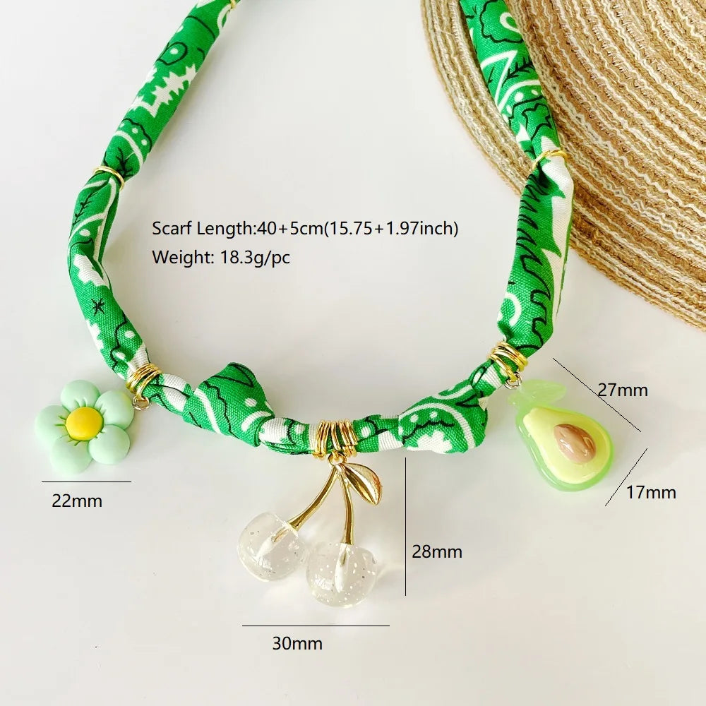 Orange Bandana Necklace with Gold Plated Charms – Sun, Dog, Heart & More – The Party Days | The Party Days
