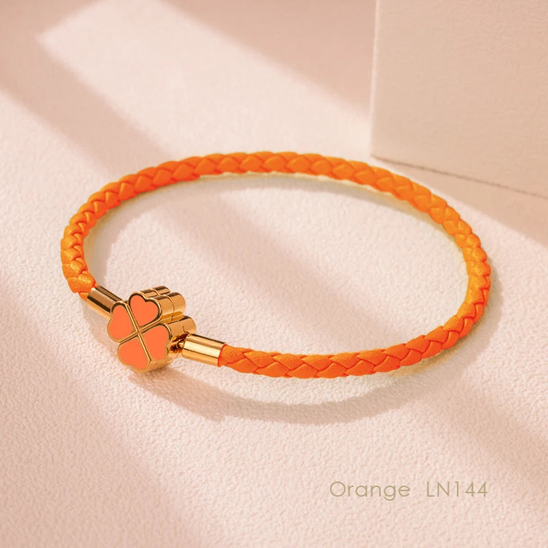 Four-Leaf Clover Lucky Braided Leather Bracelet & Anklet – 9 Colors | The Party Days | The Party Days