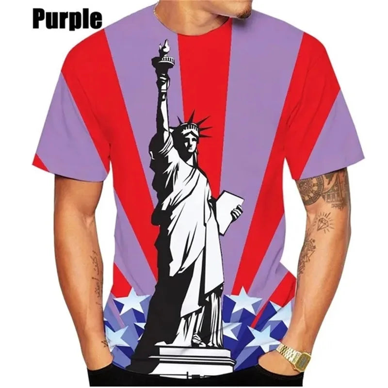 Statue of Liberty 3D Print T-Shirt – Graphic Tee for Men, Women & Kids – The Party Days | The Party Days