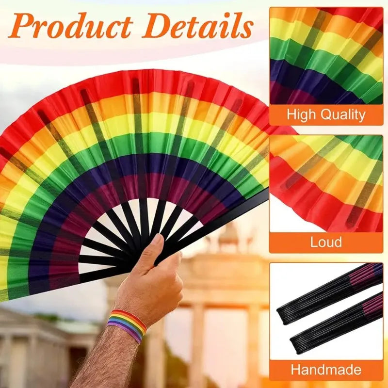 Rainbow Pride Foldable Hand Fan – LGBT Party & Festival Accessory | The Party Days | The Party Days