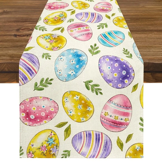 Easter Egg Table Runner – Linen Spring Seasonal Decor