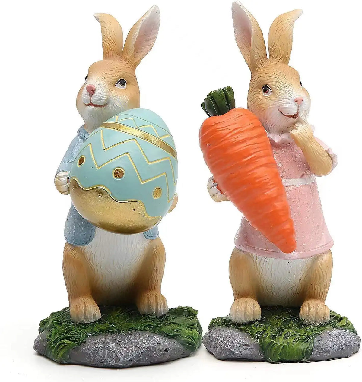 Hand-Painted Easter Bunny Figurines – Premium Resin Rabbit Decor with Carrots & Eggs – The Party Days | The Party Days