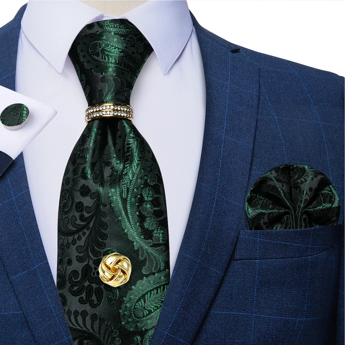 Men's Luxury Silk Tie Set – Necktie Pocket Square & Cufflinks – The Party Days | The Party Days