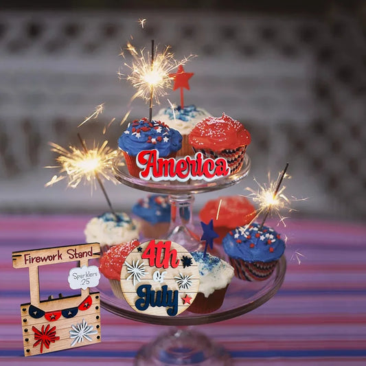 American Independence Day Tray Decoration Wooden Ornament