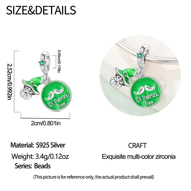925 Silver St. Patrick's Day Bracelet Charms with Zirconia – GDTC Certified – The Party Days | The Party Days