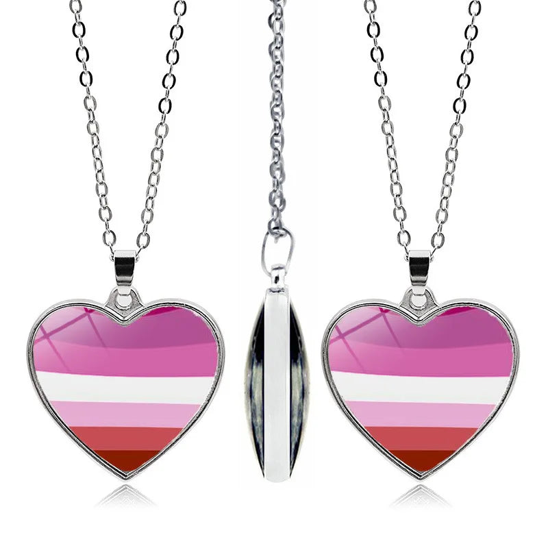 Pride Rainbow Glass Pendant Necklace | LGBTQ+ Couple Gift | The Party Days | The Party Days