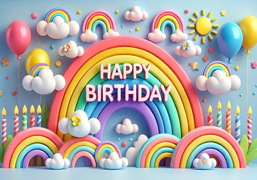 Happy Birthday Rainbow Backdrop – Vinyl Photography Background for Parties & Baby Showers – The Party Days | The Party Days