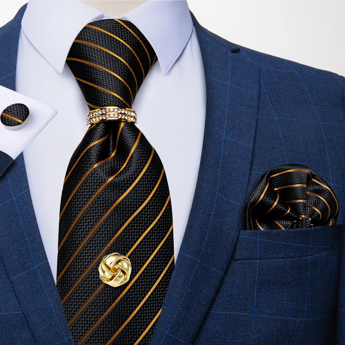 Men's Luxury Silk Tie Set – Necktie Pocket Square & Cufflinks – The Party Days | The Party Days