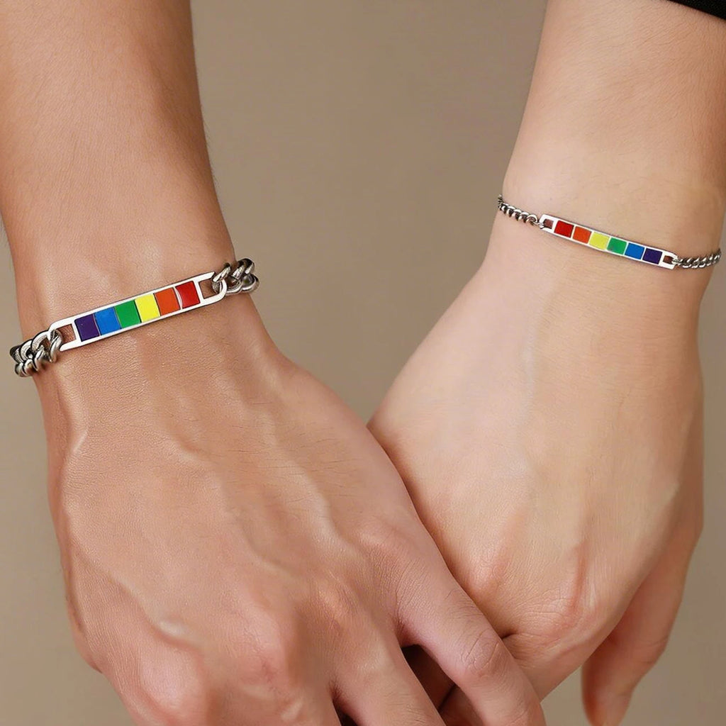 Rainbow Pride Bracelet – Stainless Steel LGBT Chain Link Wristband | The Party Days | The Party Days