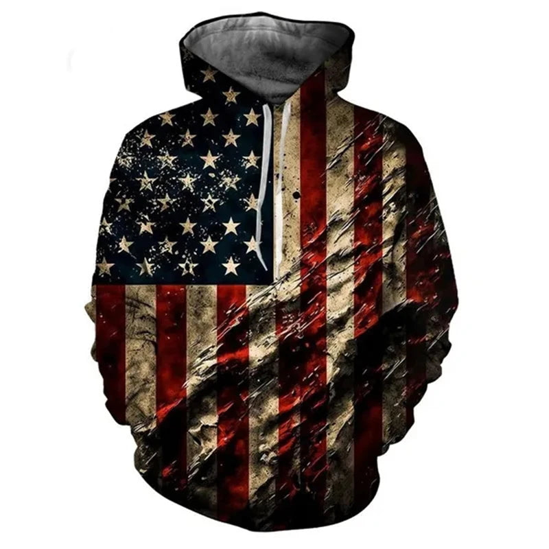 New Fashion Men Women Hoodies Streetwear USA Flag