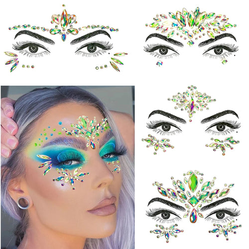 3D Diamond Luminous Face Jewel Stickers – Glitter Rhinestone Temporary Tattoos – The Party Days | The Party Days