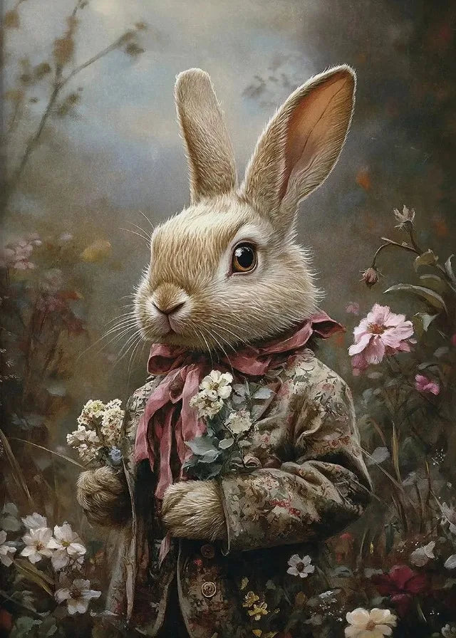 Easter Bunny Canvas Poster – Spring Wall Art with Carrot Bucket – The Party Days | The Party Days