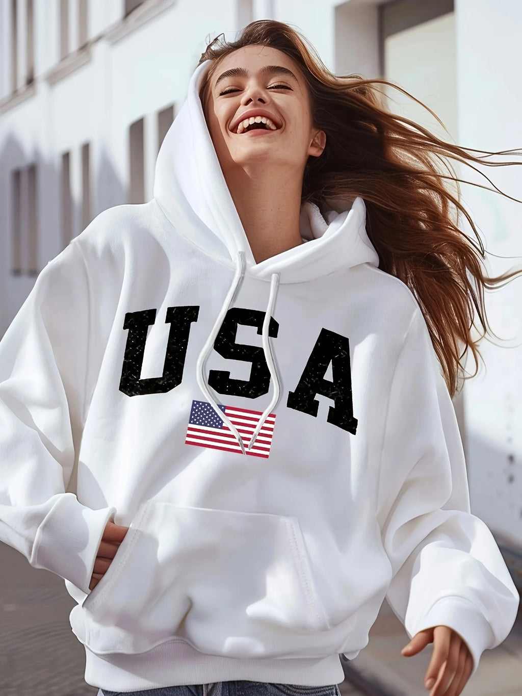 Women's USA Flag Hoodie – Patriotic Pullover for Fall & Winter – The Party Days | The Party Days