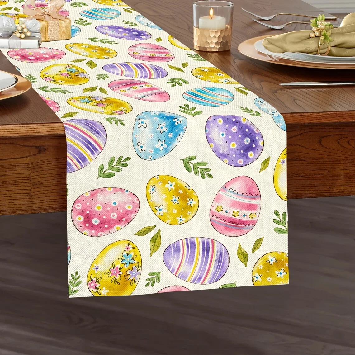 Easter Egg Table Runner – Linen Spring Seasonal Decor | The Party Days