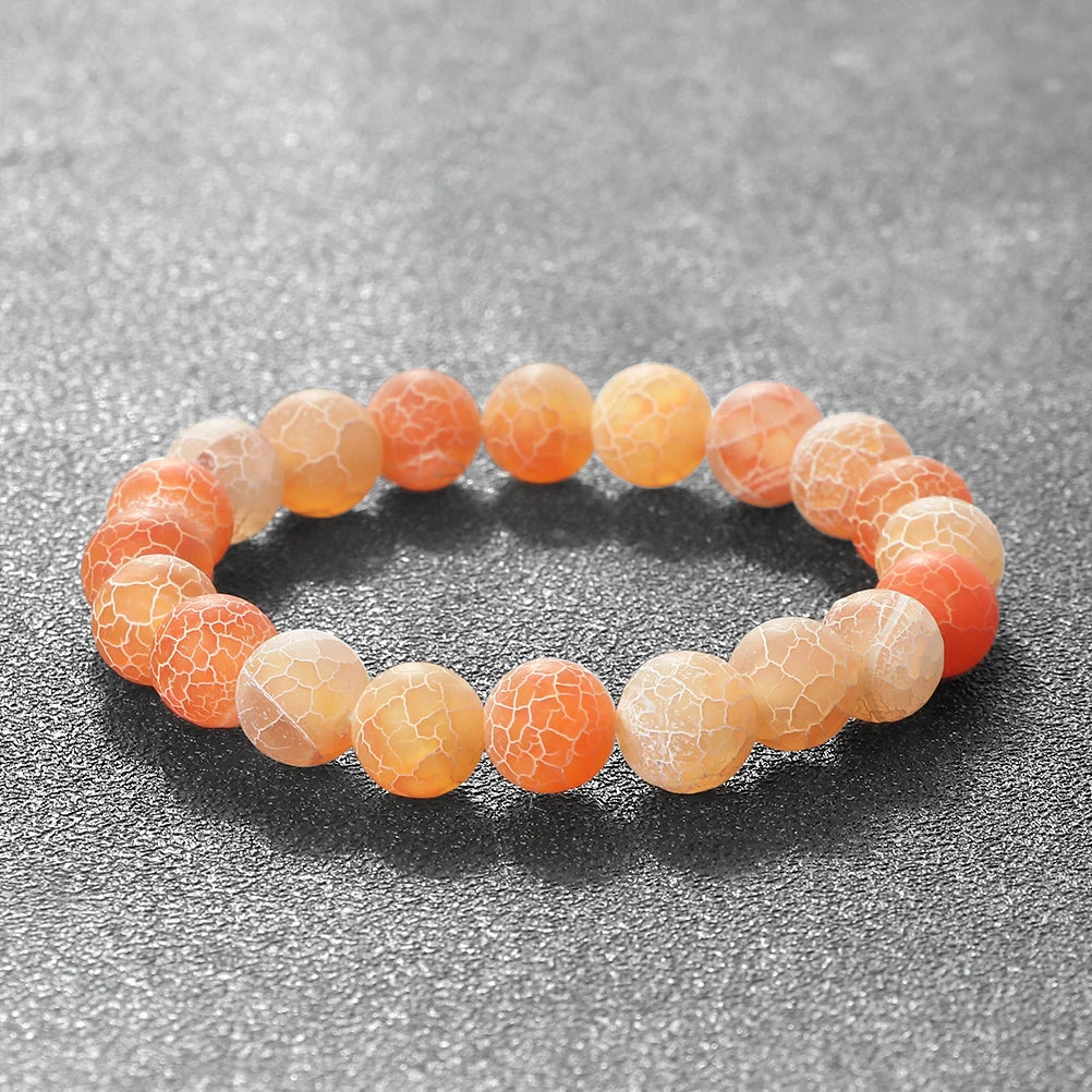 8mm Orange Weathered Stone Bracelet – Energy Beaded Yoga Bangle – The Party Days | The Party Days