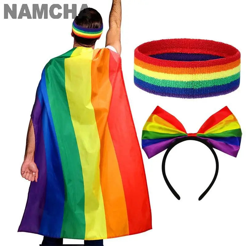 LGBT Rainbow Pride Cape & Headband Set – Holiday Party Costume | The Party Days | The Party Days