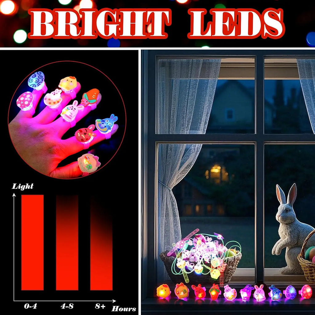 Easter LED Light Up Jewelry Set - Glowing Rings, Necklaces & Bracelets | The Party Days
