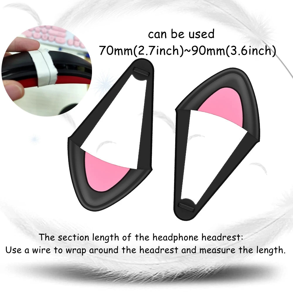 Silicone cat ears for headphones wireless wired headset gamer