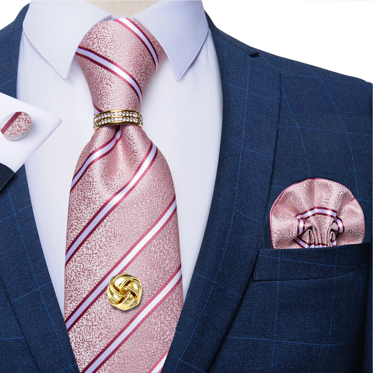 Men's Luxury Silk Tie Set – Necktie Pocket Square & Cufflinks – The Party Days | The Party Days