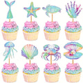 Ocean Mermaid Cupcake Toppers – 16 Pack Seashell, Starfish, Turtle & Fish Tail – The Party Days | The Party Days