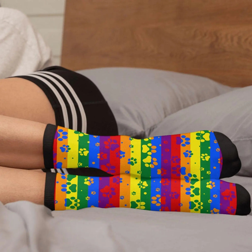 Rainbow Pride Dog Paw Novelty Socks – LGBT Funky Fashion Socks | The Party Days | The Party Days