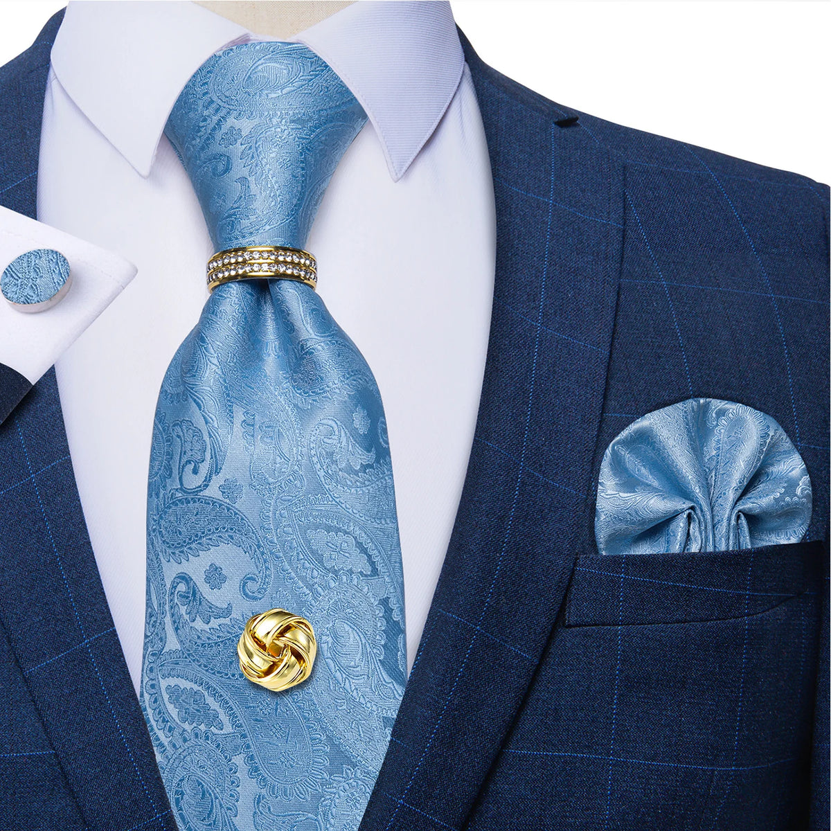 Men's Luxury Silk Tie Set – Necktie Pocket Square & Cufflinks – The Party Days | The Party Days