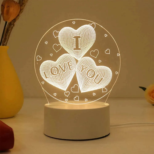 3D Acrylic LED Night Light Lamp USB – Decorative Bedside Light | The Party Days | The Party Days