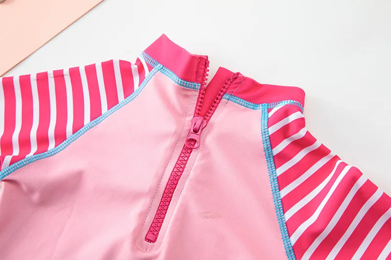 Unicorn 3-Piece Swimsuit Set for Girls | Long Sleeve + Shorts + Cap | The Party Days | The Party Days
