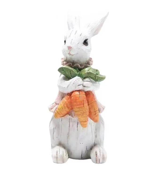 Hand-Painted Easter Bunny Figurines – Premium Resin Rabbit Decor with Carrots & Eggs – The Party Days | The Party Days