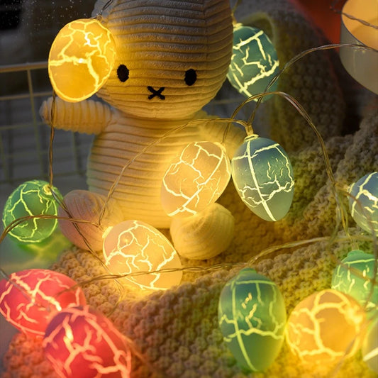 Easter Crackle Egg String Lights – Colorful Glass LED Fairy Lights