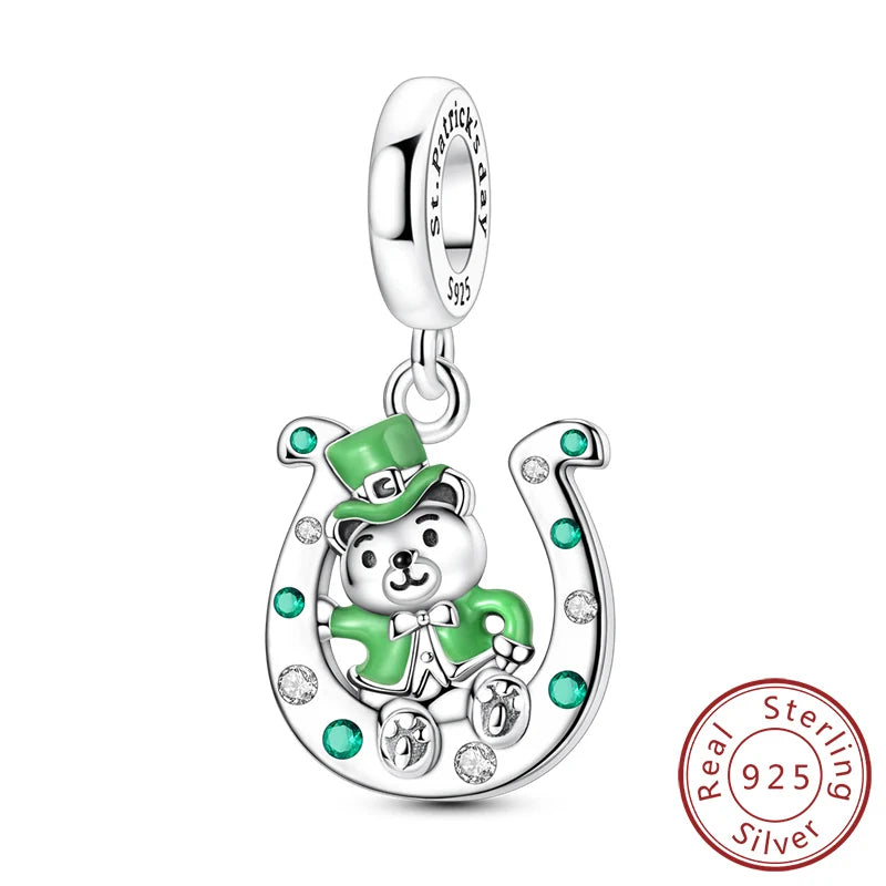 925 Silver St. Patrick's Day Shamrock Earring Charms – Four-Leaf Clover – The Party Days | The Party Days