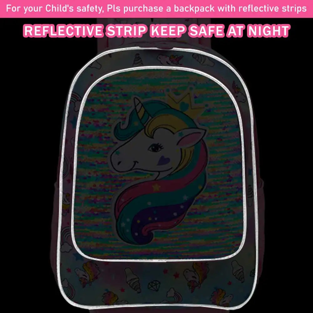 Girls Unicorn Rolling Backpack Set with Lunch Bag & Pencil Case | The Party Days | The Party Days