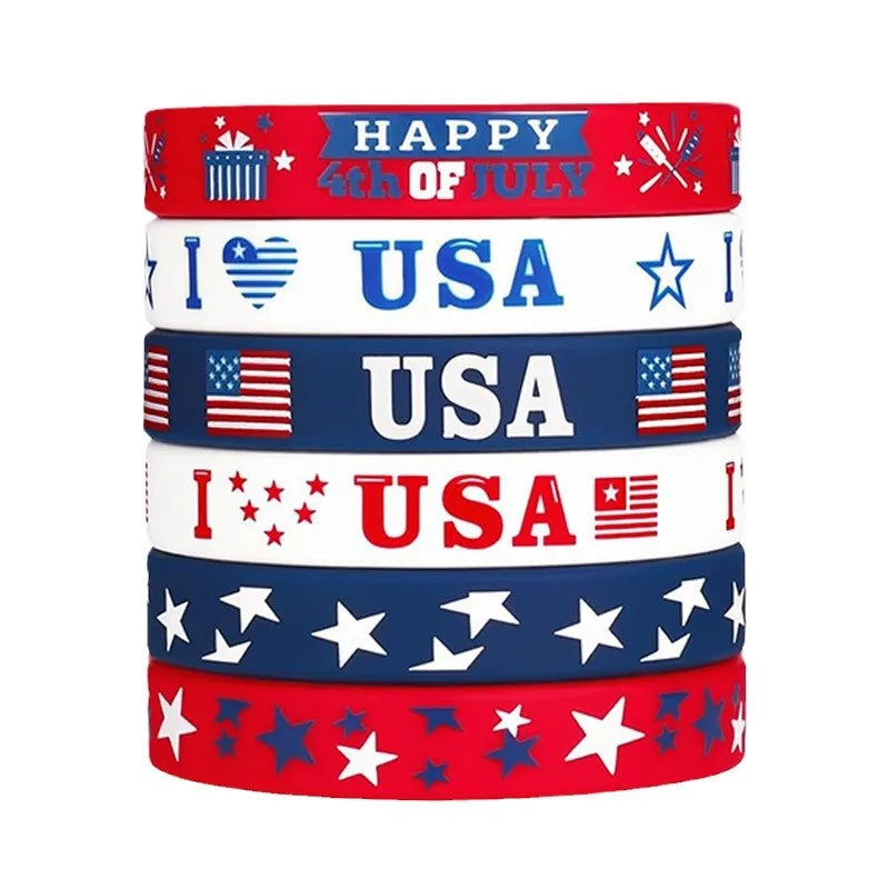 I Love USA Silicone Wristbands – 12-Pack Patriotic Bracelets – The Party Days | The Party Days