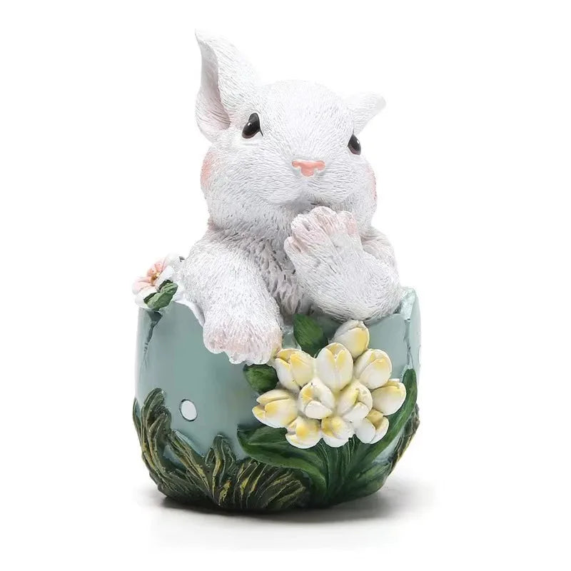 Hand-Painted Easter Bunny Figurines – Premium Resin Rabbit Decor with Carrots & Eggs – The Party Days | The Party Days