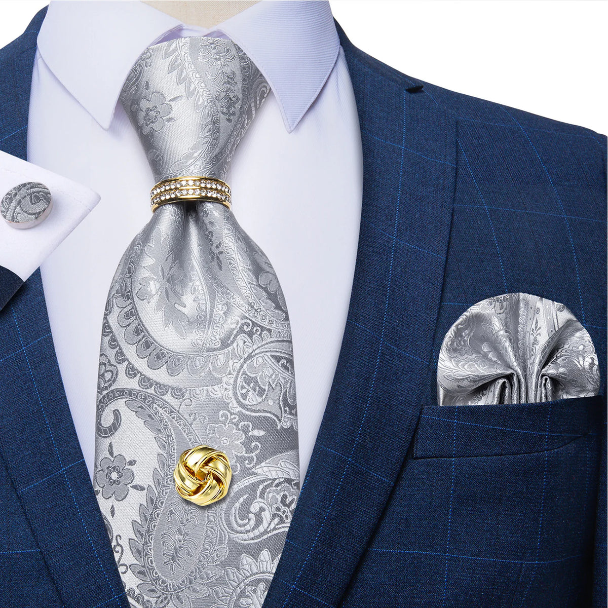 Men's Luxury Silk Tie Set – Necktie Pocket Square & Cufflinks – The Party Days | The Party Days