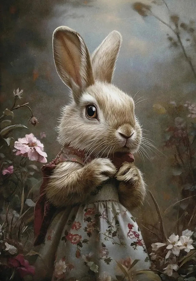Easter Bunny Canvas Poster – Spring Wall Art with Carrot Bucket – The Party Days | The Party Days