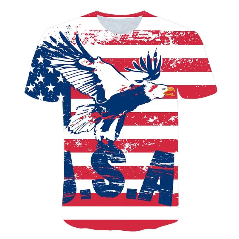 USA Flag Eagle 3D Print T-Shirt – Stripes & Stars Patriotic Tee for Men, Women & Kids – The Party Days | The Party Days