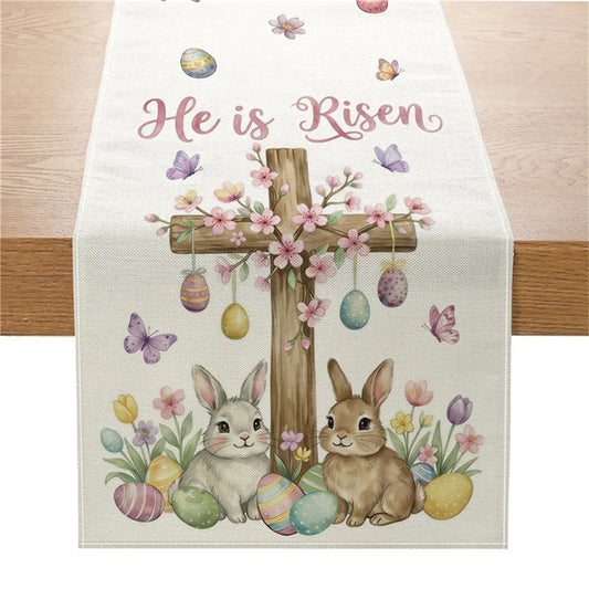 Easter Table Runner - Premium Polyester Linen Party Table Decoration