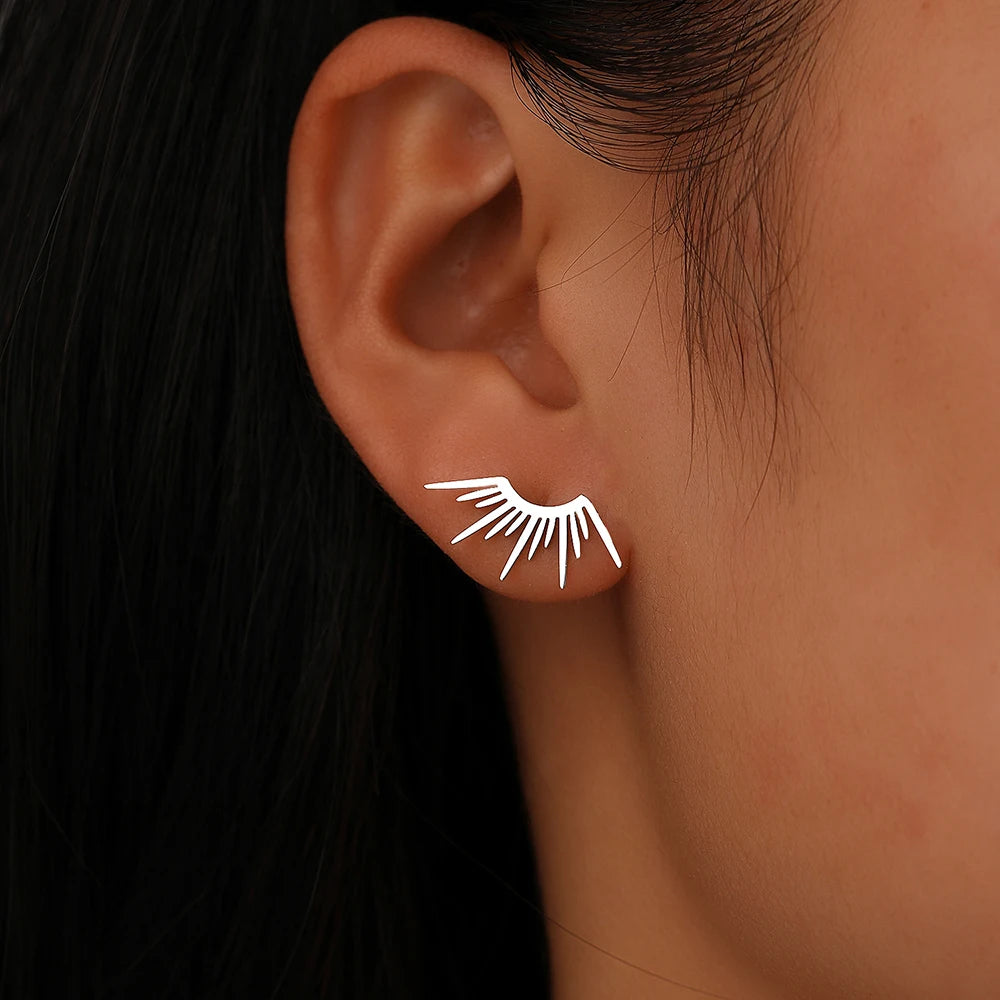 Half Circle Sun Stud Earrings – Stainless Steel Gothic Design | The Party Days | The Party Days