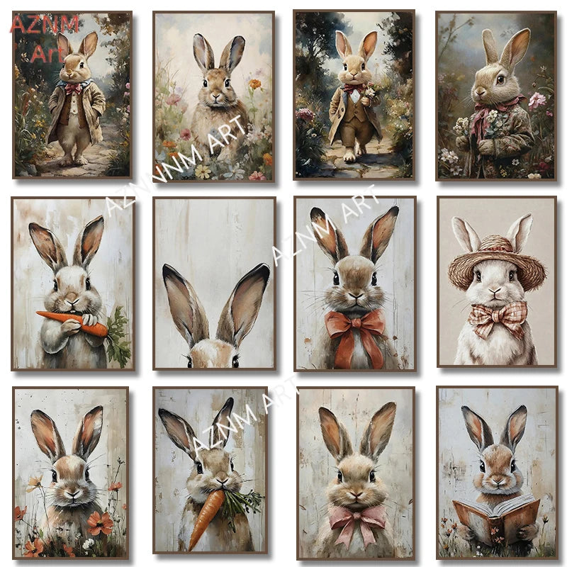 Easter Bunny Canvas Poster – Spring Wall Art with Carrot Bucket – The Party Days | The Party Days