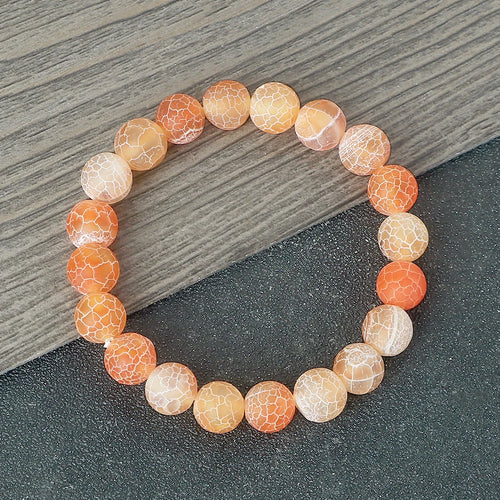 8mm Orange Weathered Stone Bracelet – Energy Beaded Yoga Bangle – The Party Days | The Party Days