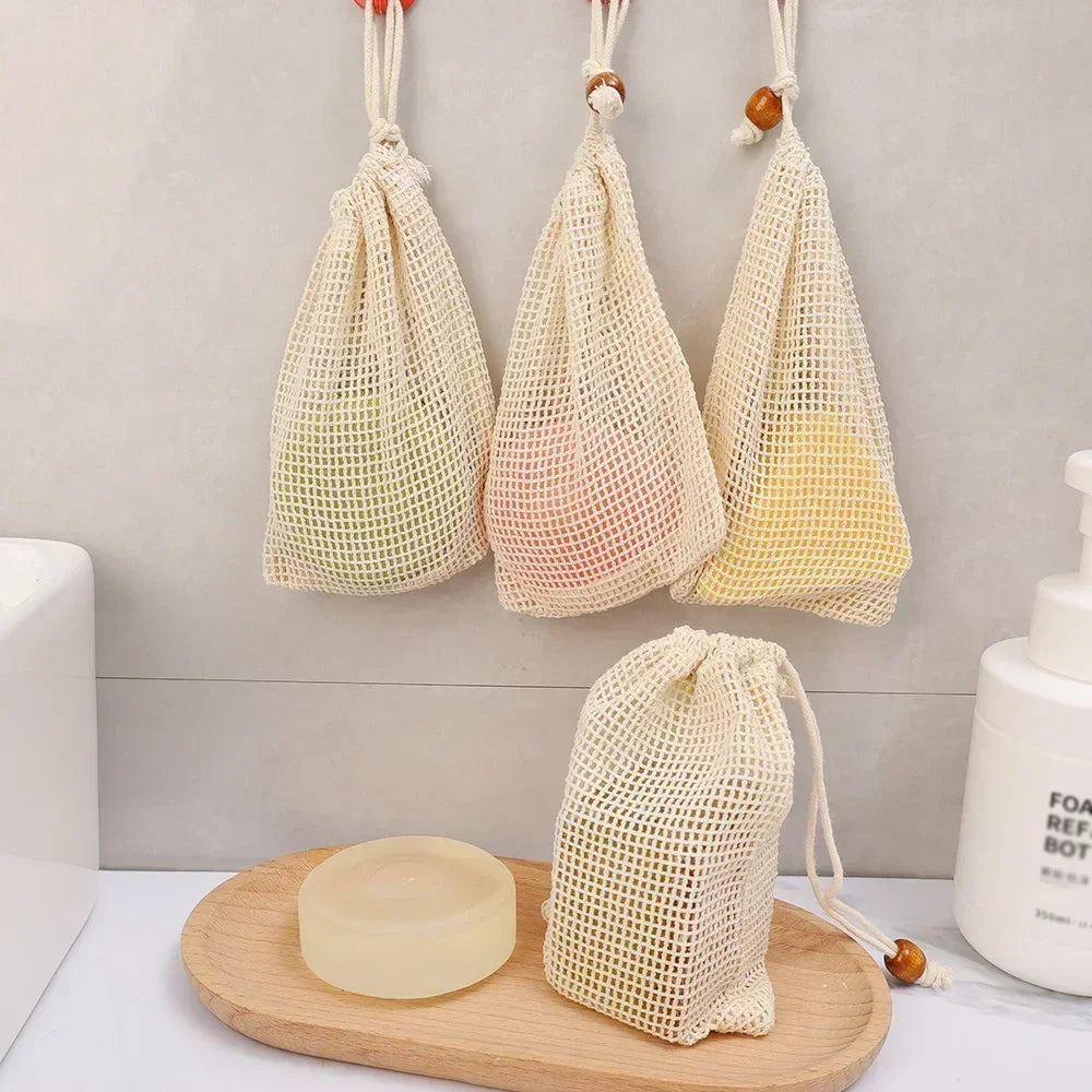 Soap Foaming Net Mesh Bags Bath Exfoliating Supplies