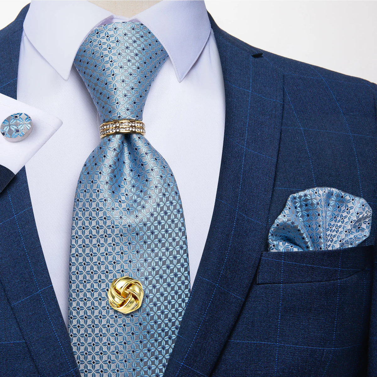 Men's Luxury Silk Tie Set – Necktie Pocket Square & Cufflinks – The Party Days | The Party Days