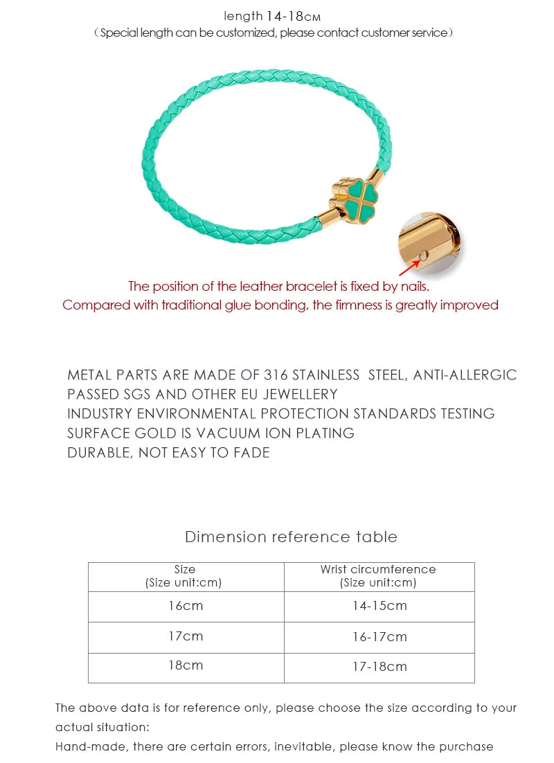 Four-Leaf Clover Lucky Braided Leather Bracelet & Anklet – 9 Colors | The Party Days | The Party Days
